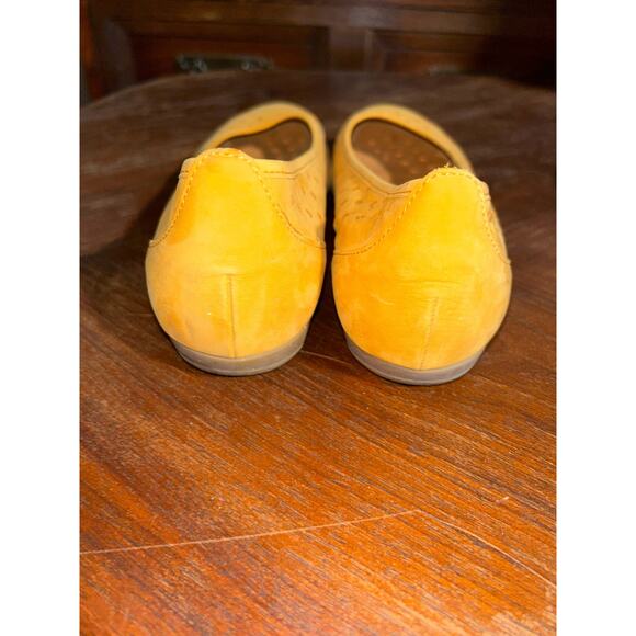 Gabor  Hovercraft  Perforated  Yellow Mango  Suede  Ballet  Flats  7 - Picture 7 of 9
